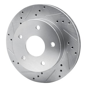 Dodge Ram 1500 Pickup Brake Rotor (1) - Front Left - R1 Concepts - Drilled & Slotted - Silver - `00-`01